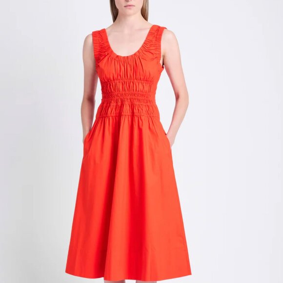 Proenza Schouler Red Flutter Sleeve Midi Dress - Picture 3 of 6